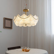 Round Glass Piece Seashells Three Step Dimming LED French Style Chandelier