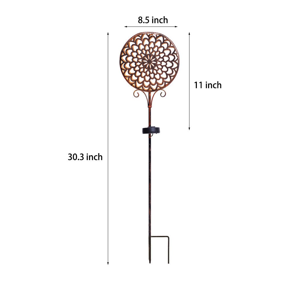 Round Iron Hollow Solar Lights with Flower Projection