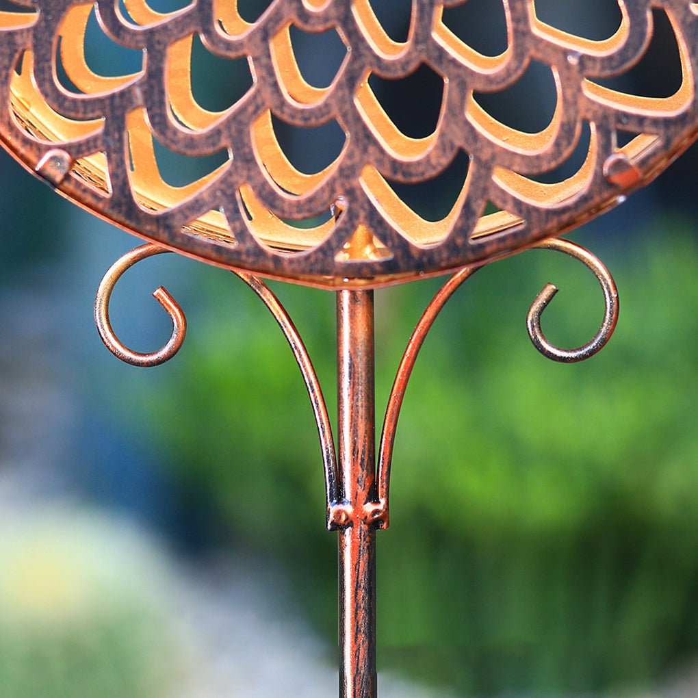 Round Iron Hollow Solar Lights with Flower Projection