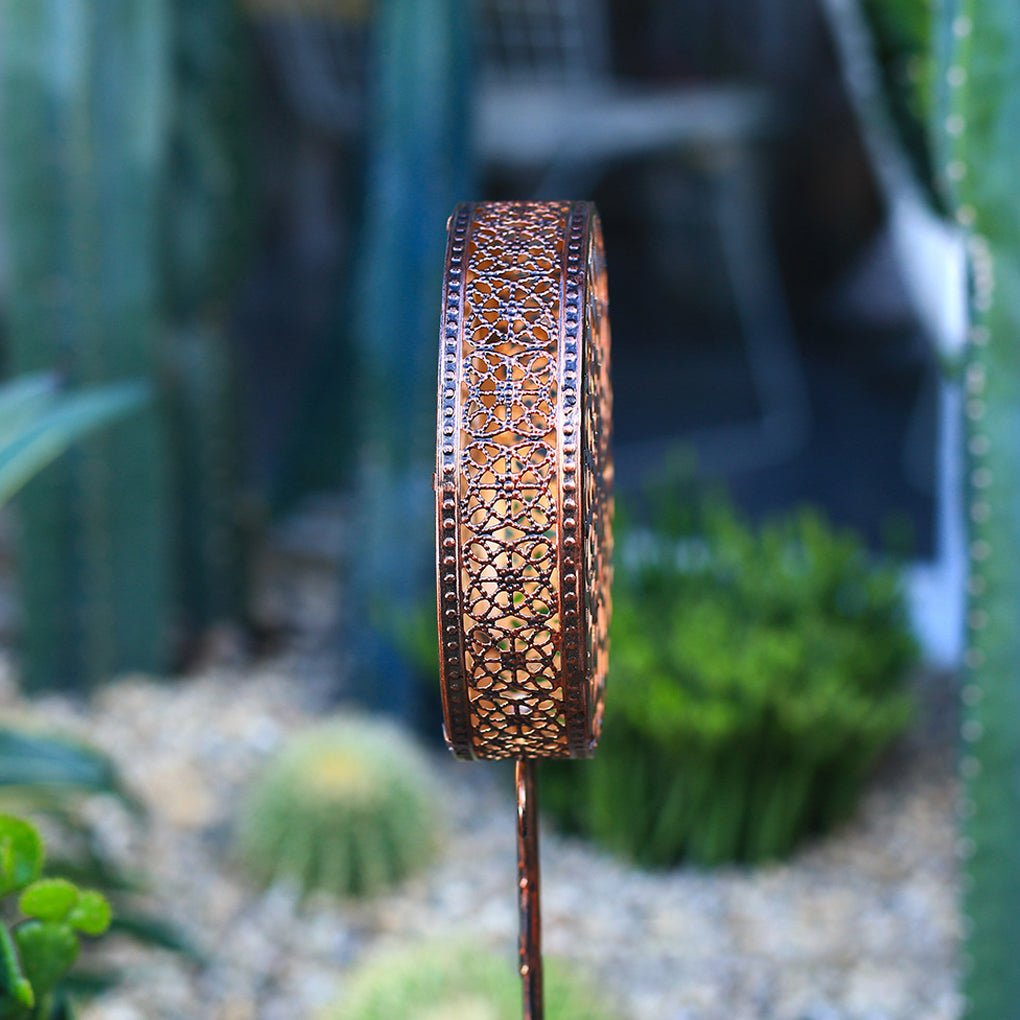 Round Iron Hollow Solar Lights with Flower Projection