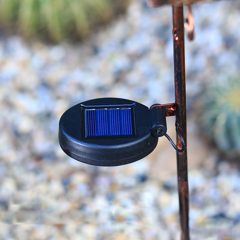 Round Iron Hollow Solar Lights with Flower Projection