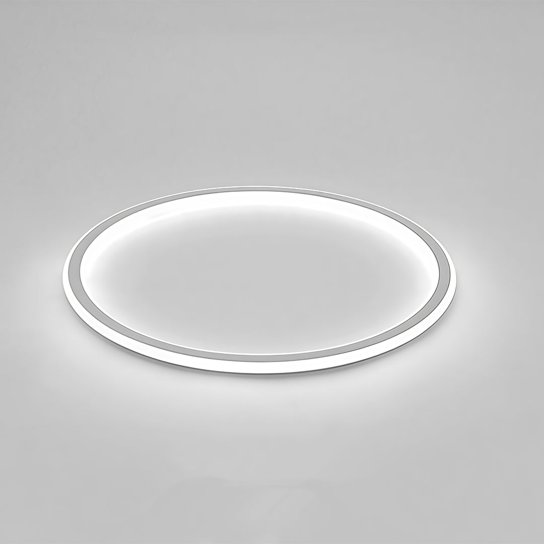 Bottom view of a round led circle ceiling lamp with evenly distributed illumination.