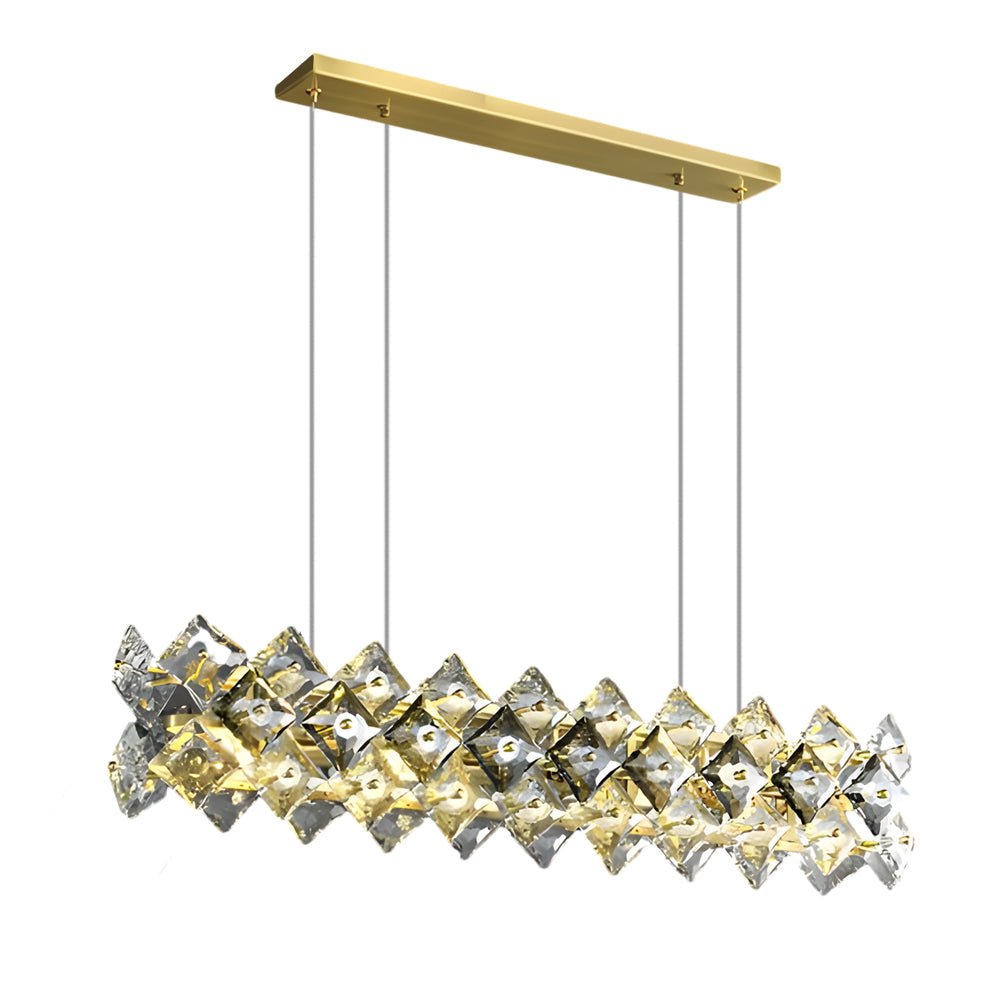 Round Luxury Long Crystal Copper Post - Modern Chandelier Dining Room Lights