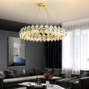 Round Luxury Long Crystal Copper Post - Modern Chandelier Dining Room Lights