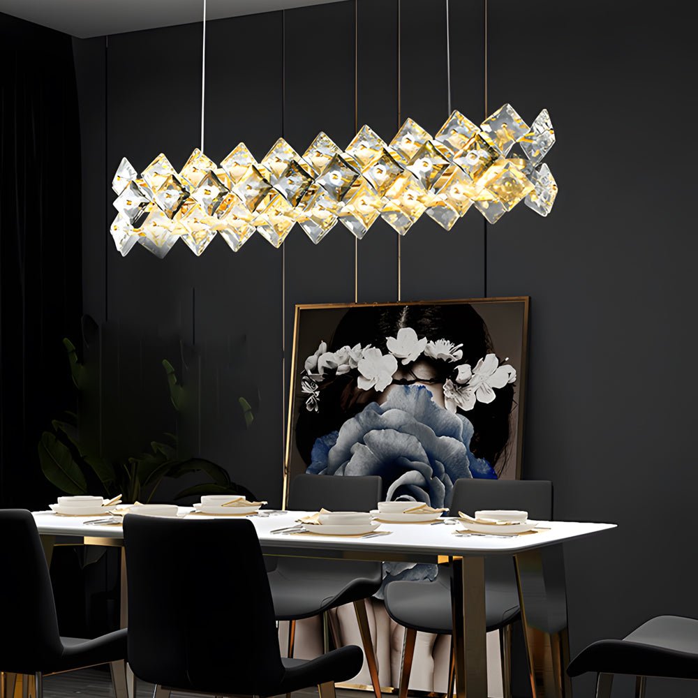Round Luxury Long Crystal Copper Post - Modern Chandelier Dining Room Lights