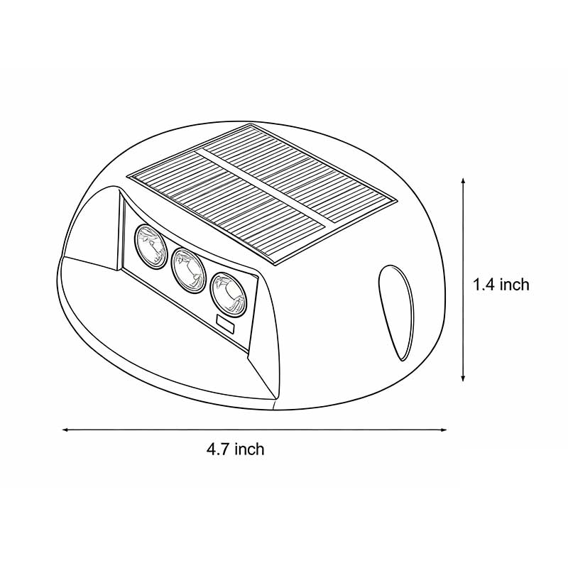 Technical diagram showing dimensions and structure of round outdoor deck light models.