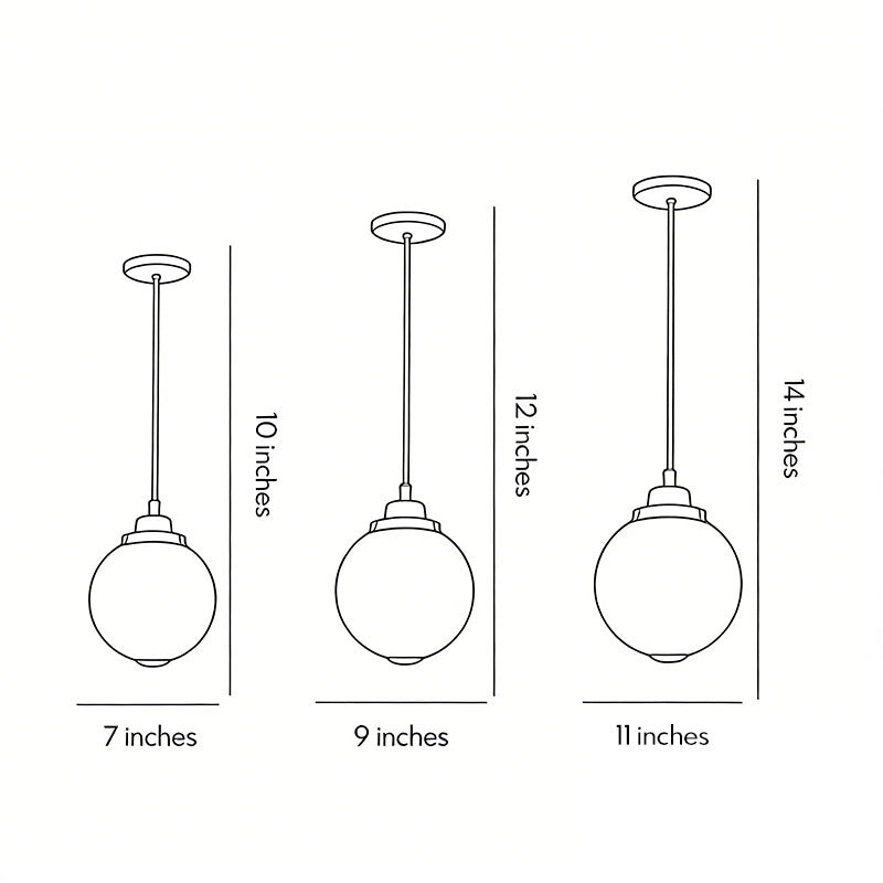 Round outdoor hanging lights with a minimalist design, providing soft illumination in a garden.