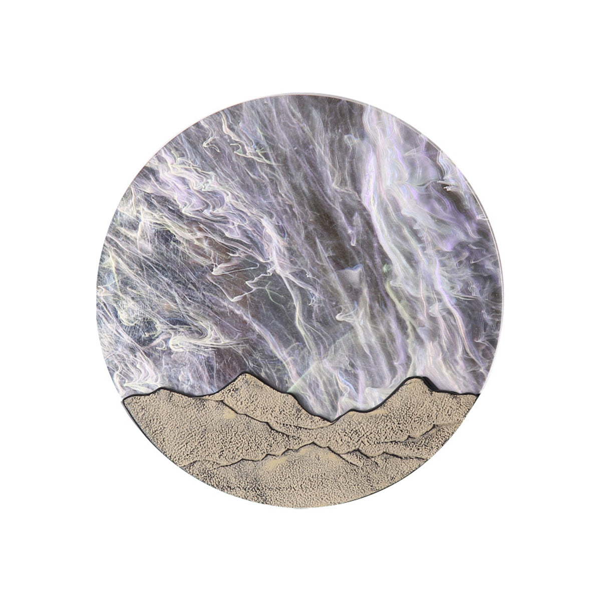 Round outdoor sconce in a white and gray finish, displayed against a plain background.