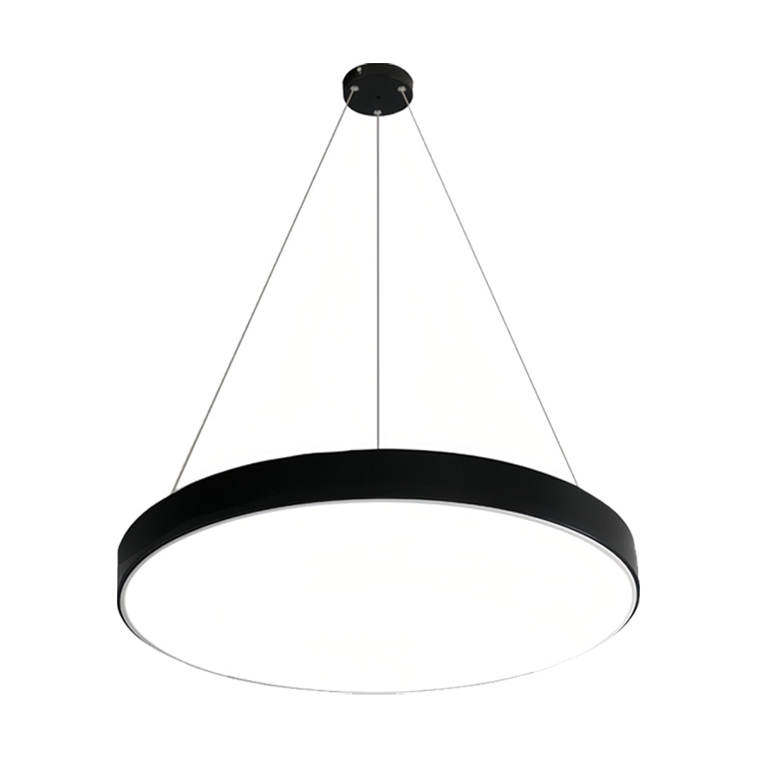 Black round pendant lights product image showing minimalist ring-shaped lighting design.