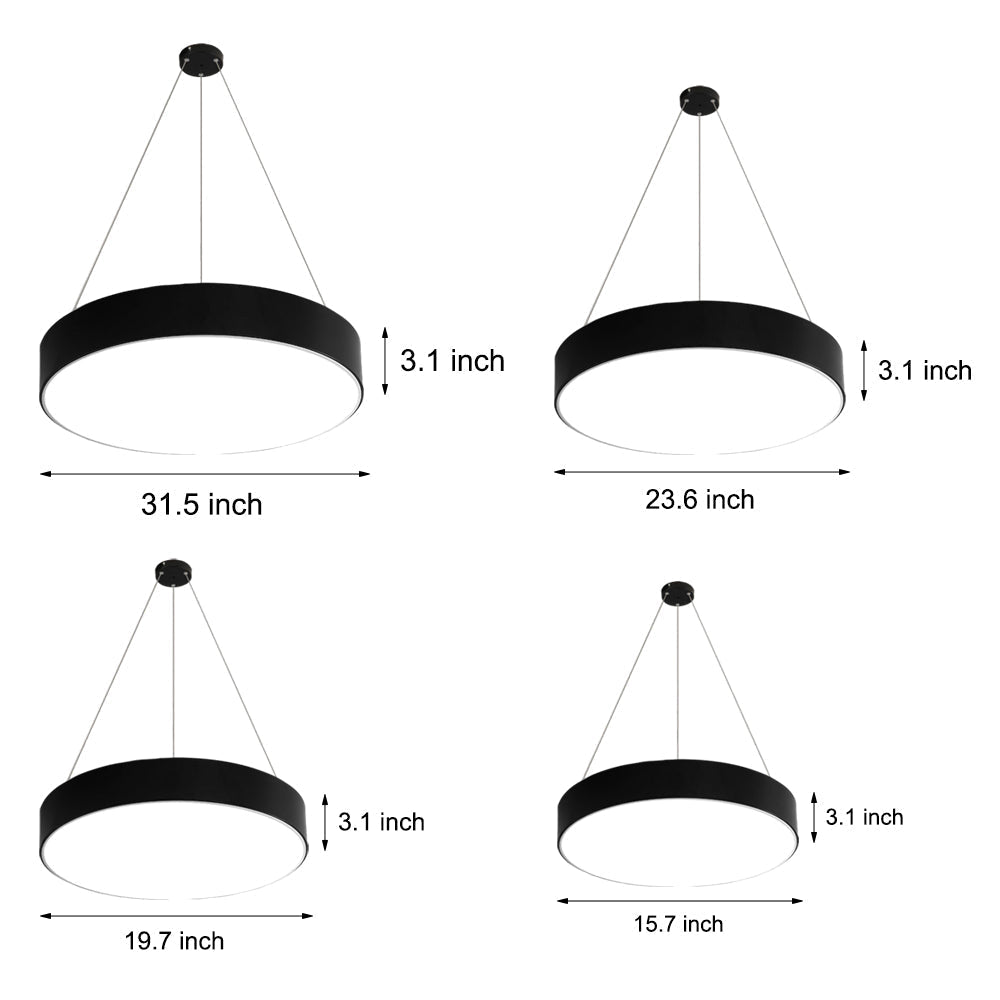 Comparison of multiple round pendant light sizes