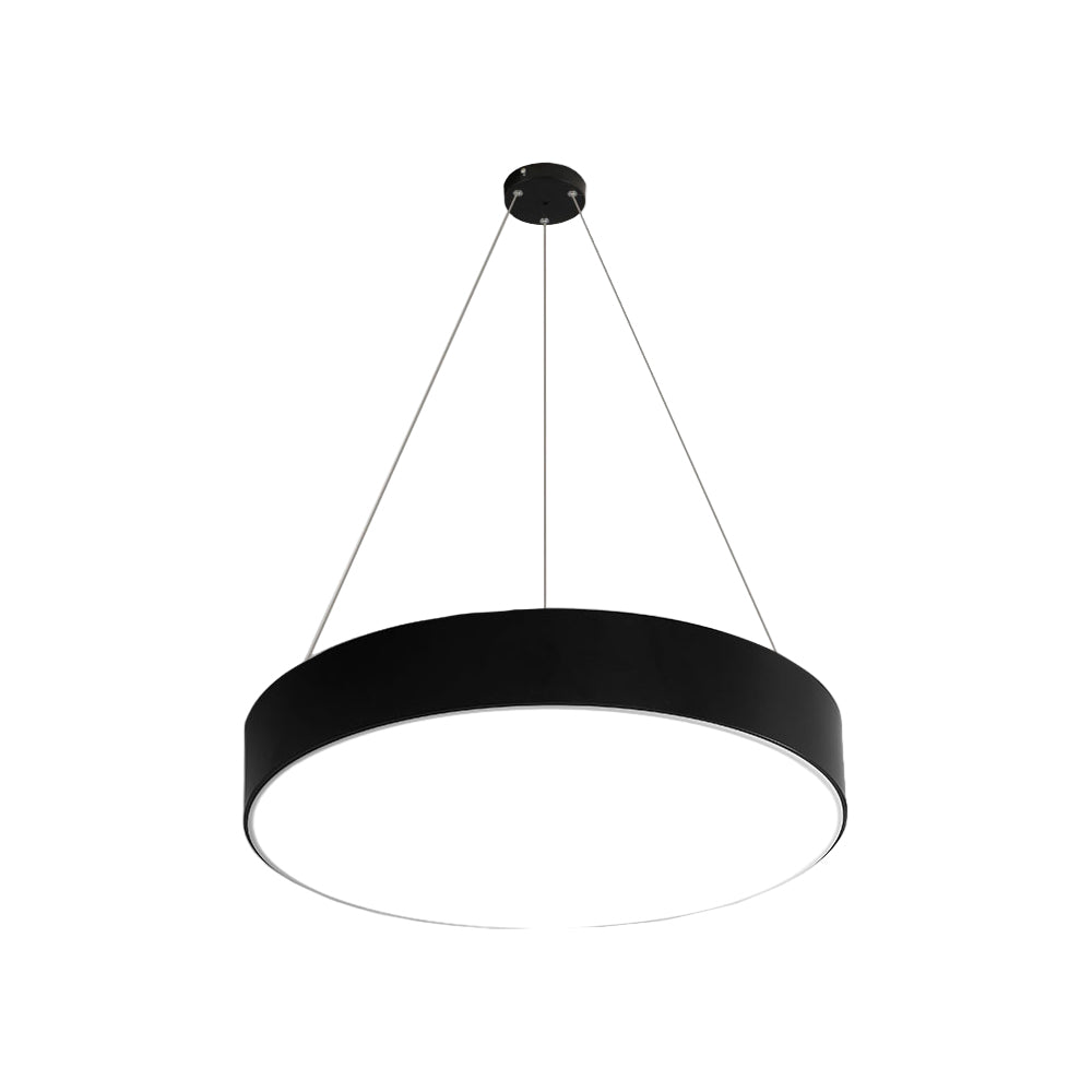Single round pendant light with white finish
