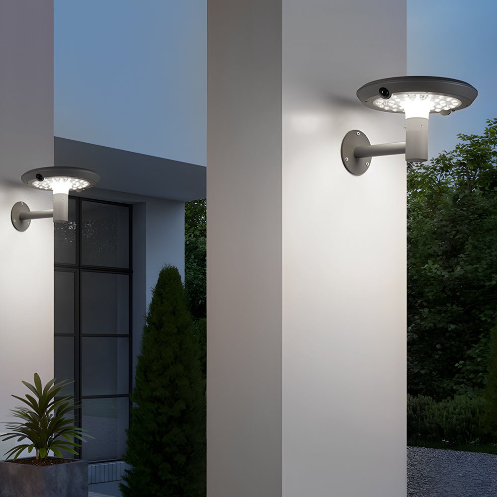 Round Solar - Powered LED Outdoor Wall Light with Motion Sensor