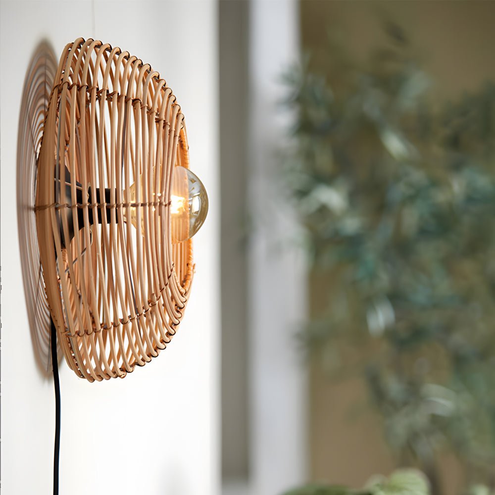 Round Woven Minimalist Wabi - Sabi Modern Hanging Ceiling Lights Wall Lamp