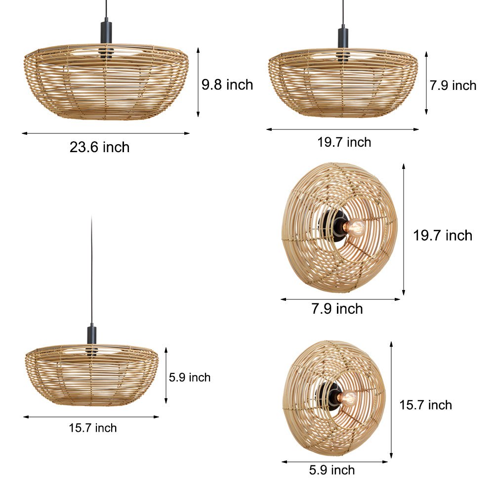 Round Woven Minimalist Wabi - Sabi Modern Hanging Ceiling Lights Wall Lamp