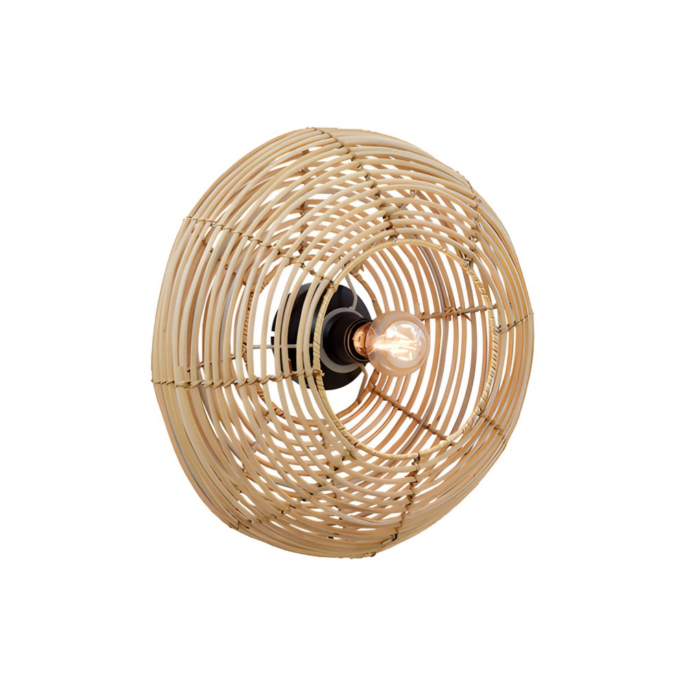 Round Woven Minimalist Wabi - Sabi Modern Hanging Ceiling Lights Wall Lamp