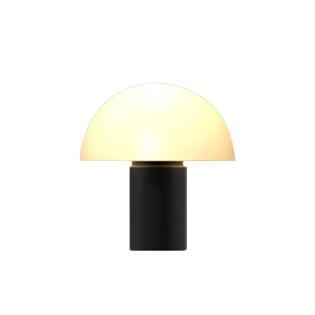 Small outdoor wall light sconce with rounded dome shade and warm light diffusion, suitable for modern exterior décor.