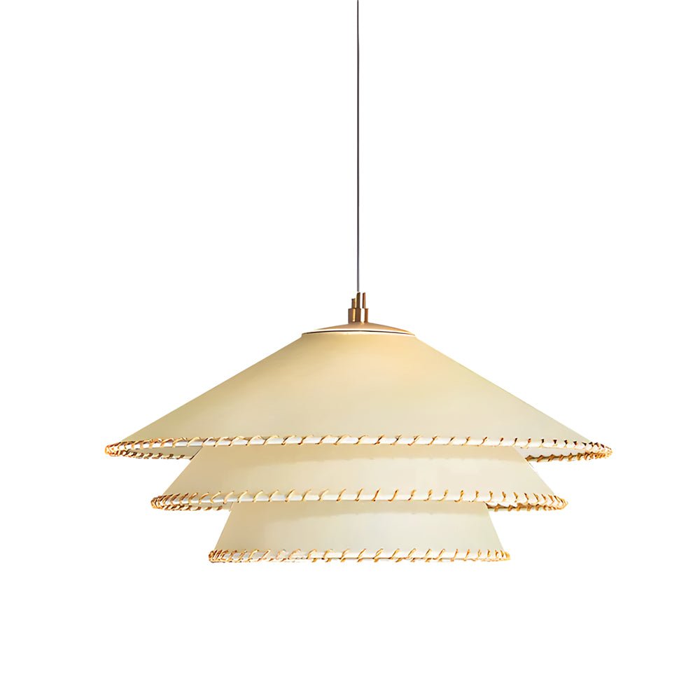 Rustic 3 Tiers Parchment Pendant Light 1 - Light Hanging Lamp with Fabric Shade