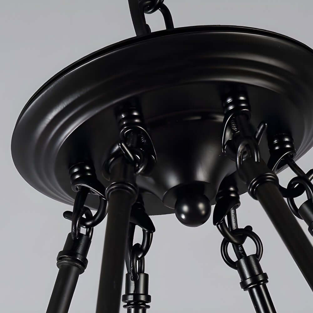 Rustic Industrial Hemp Rope Chandelier with Iron Frame