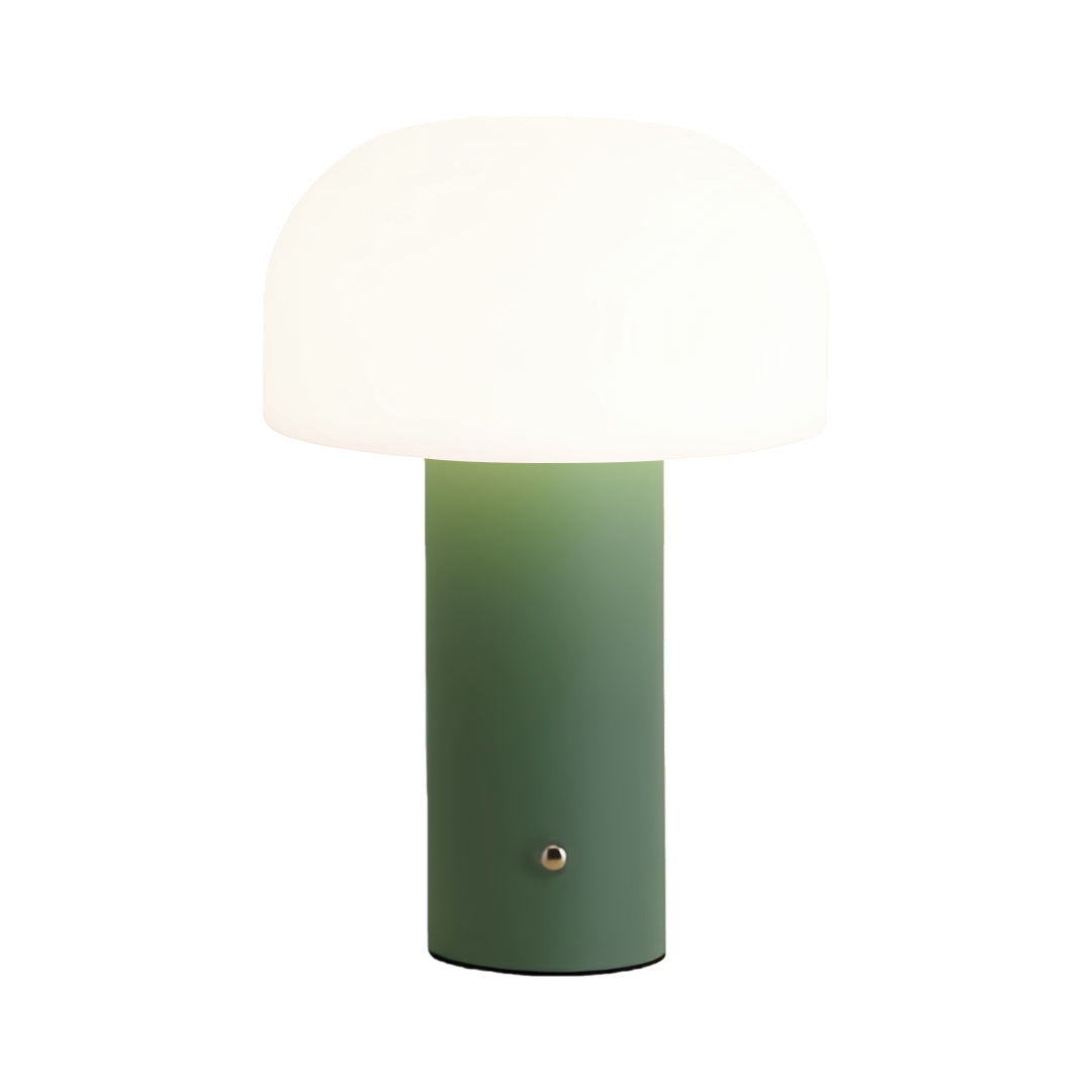 Sage green novelty table lamps featuring organic mushroom silhouette and matte textured finish