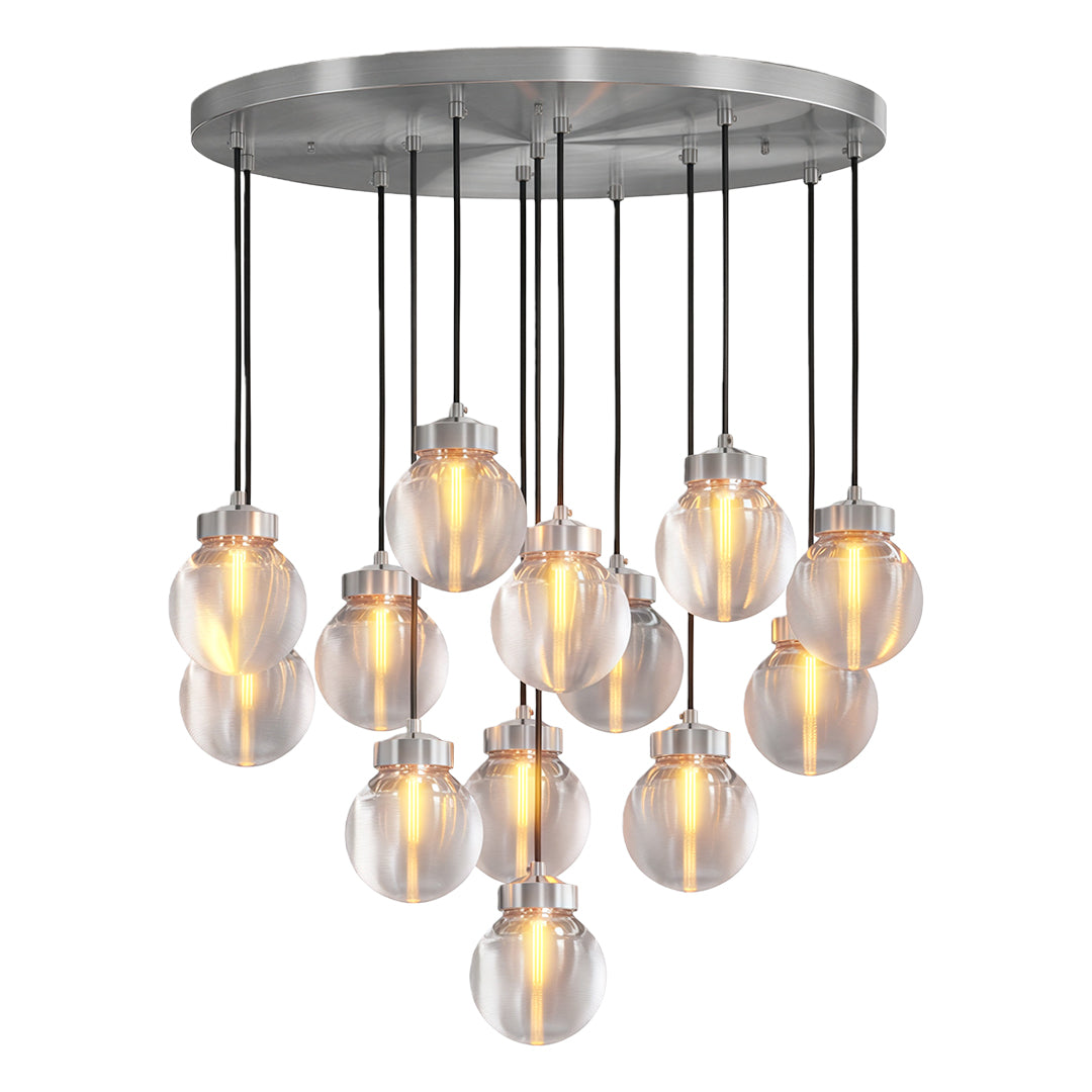 Modern luxury chandeliers inspired glass semi flush mount lighting in satin nickel with clustered design