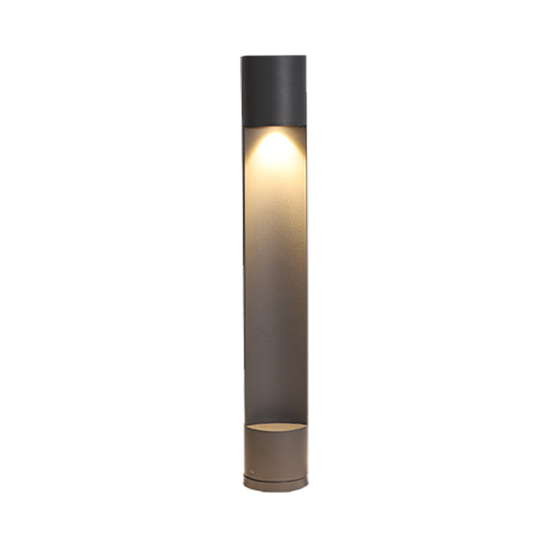 Modern tall sconce outdoor lighting fixture in dark finish with soft diffused illumination.