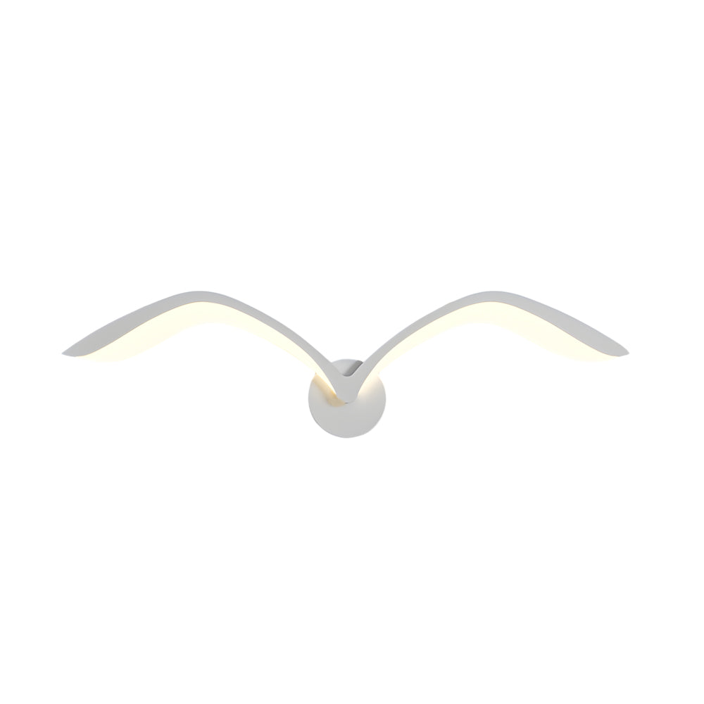 Seagull lighting sconces with a close-up of their artistic seagull shape and light.