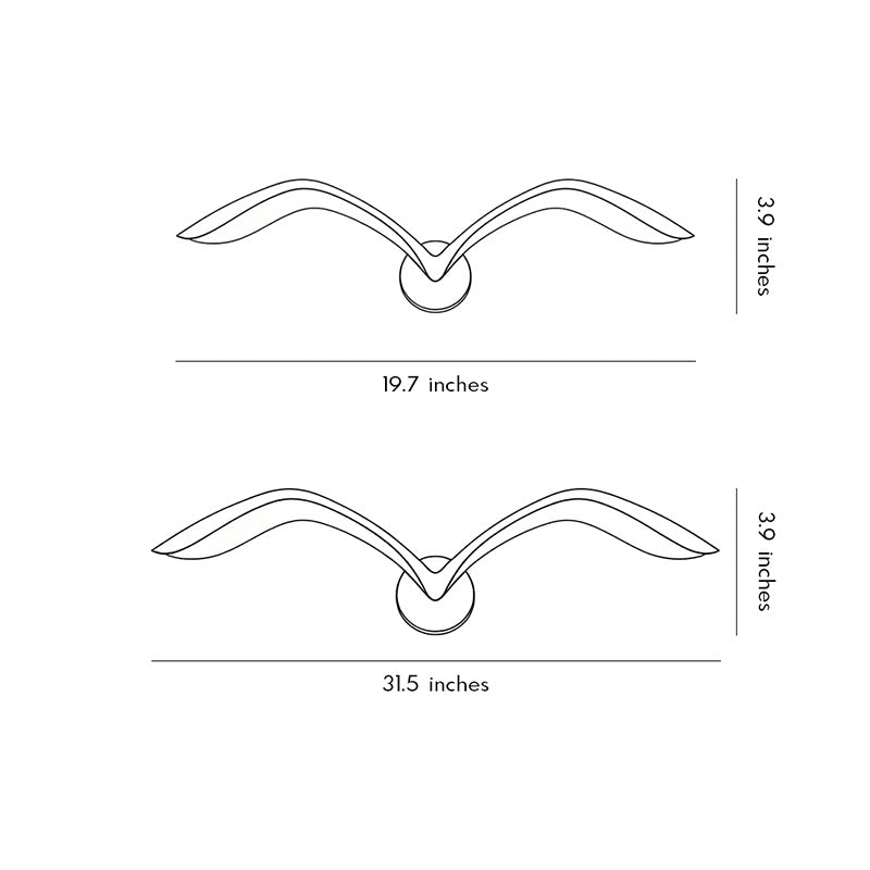 Technical diagram showing dimensions and structure of seagull lighting sconces models.