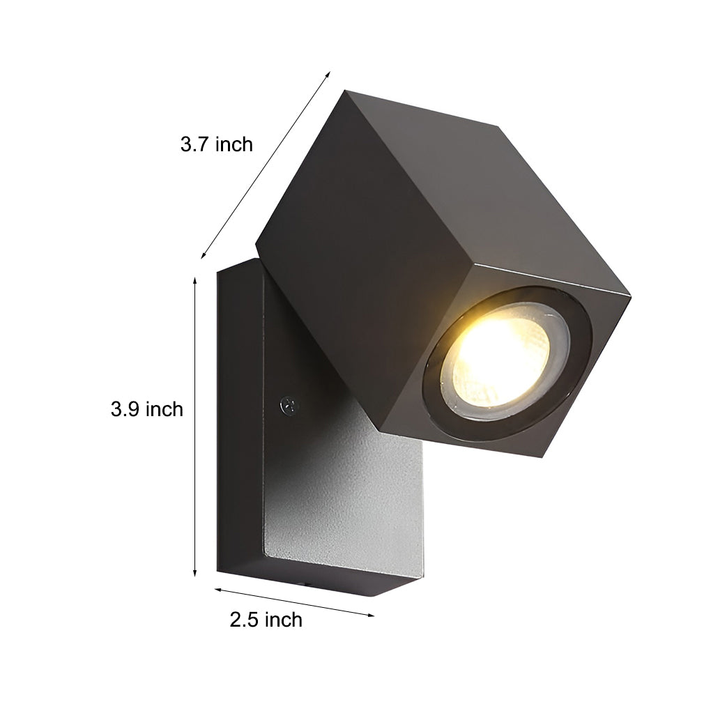 Sensor wall lights outdoor with dimensions 3.7x3.9x2.5 inches black finish