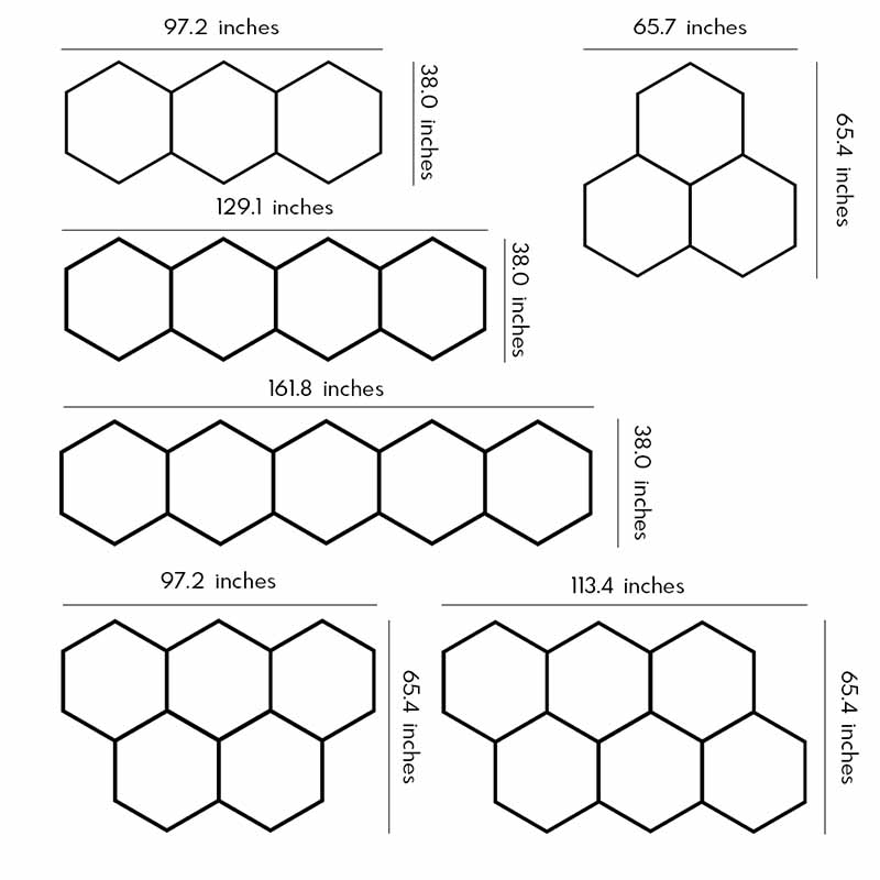 Seven-cell honeycomb ceiling light arrangement with modern geometric LED ceiling pattern.