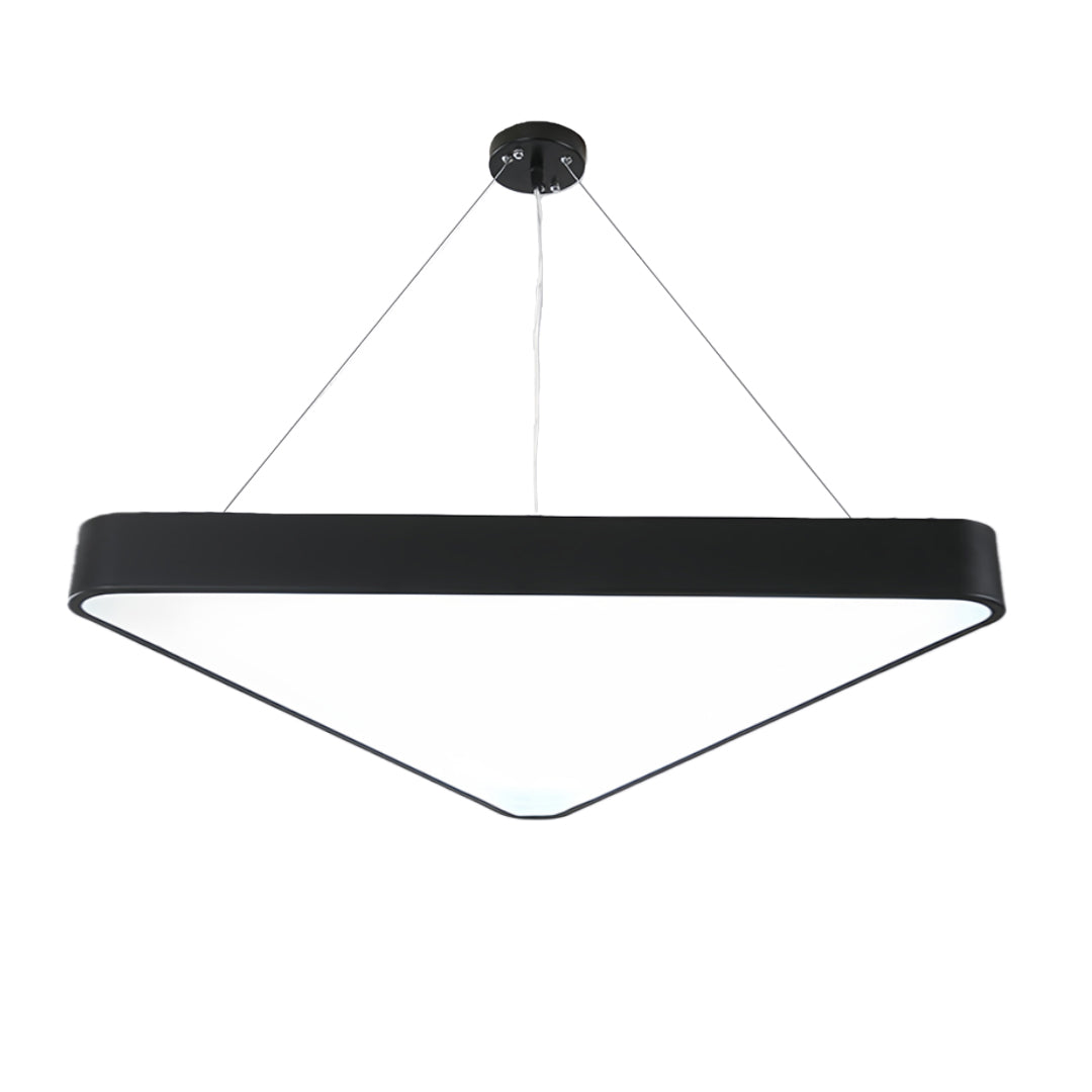 Black modern chandelier with sharp angles and sleek design, offering a futuristic touch for any interior.