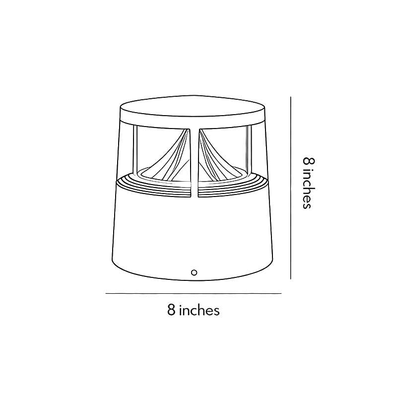 Short bollard light with detailed view of its base and installation.
