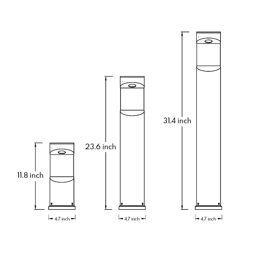 Multi-level geometric bollard light with stepped design and integrated lighting elements