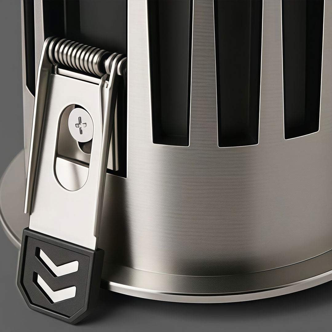 Side view of recessed ceiling spotlight highlighting the sleek body and mounting clips.