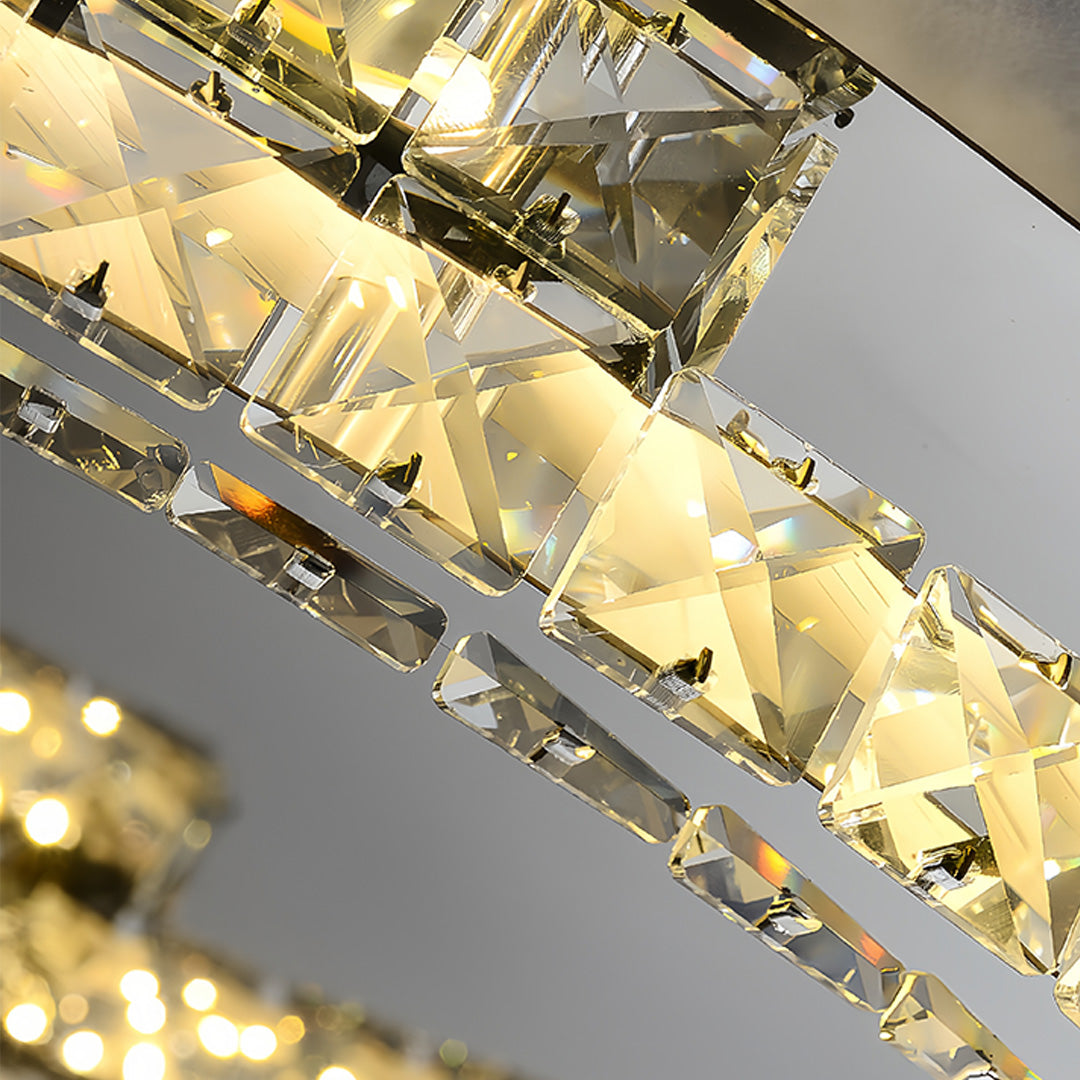 Silver flush mount ceiling light crystal elements creating sparkling light effects and luxury appeal