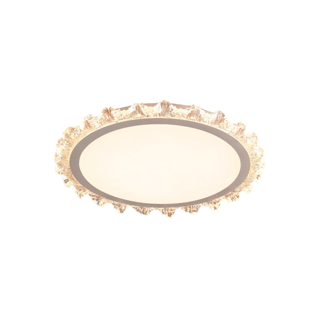 Contemporary silver glass shade chandelier featuring minimalist oval frame with crystal accents
