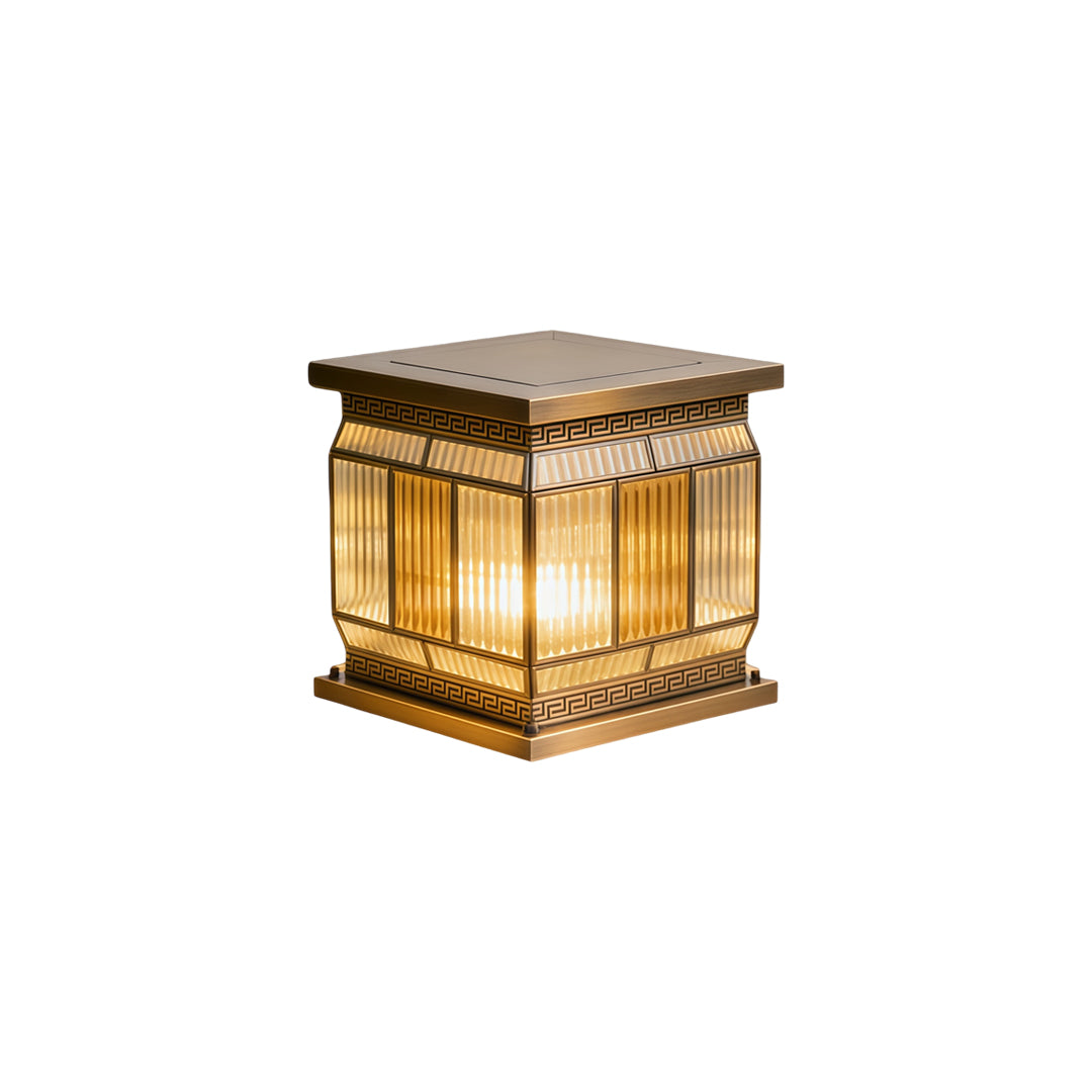 Silver wall lights luxury pillar lantern fixture with elegant glass shade and metallic top cover.