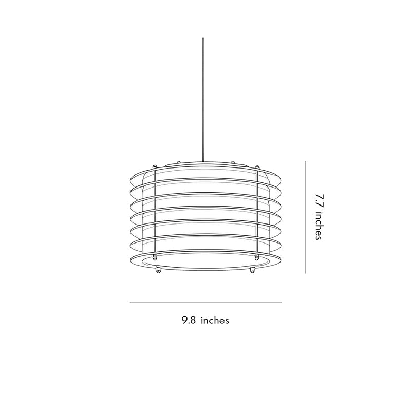 Technical drawing of stainless steel pendant light fixtures showing dimensions and layered circular pendant structure.