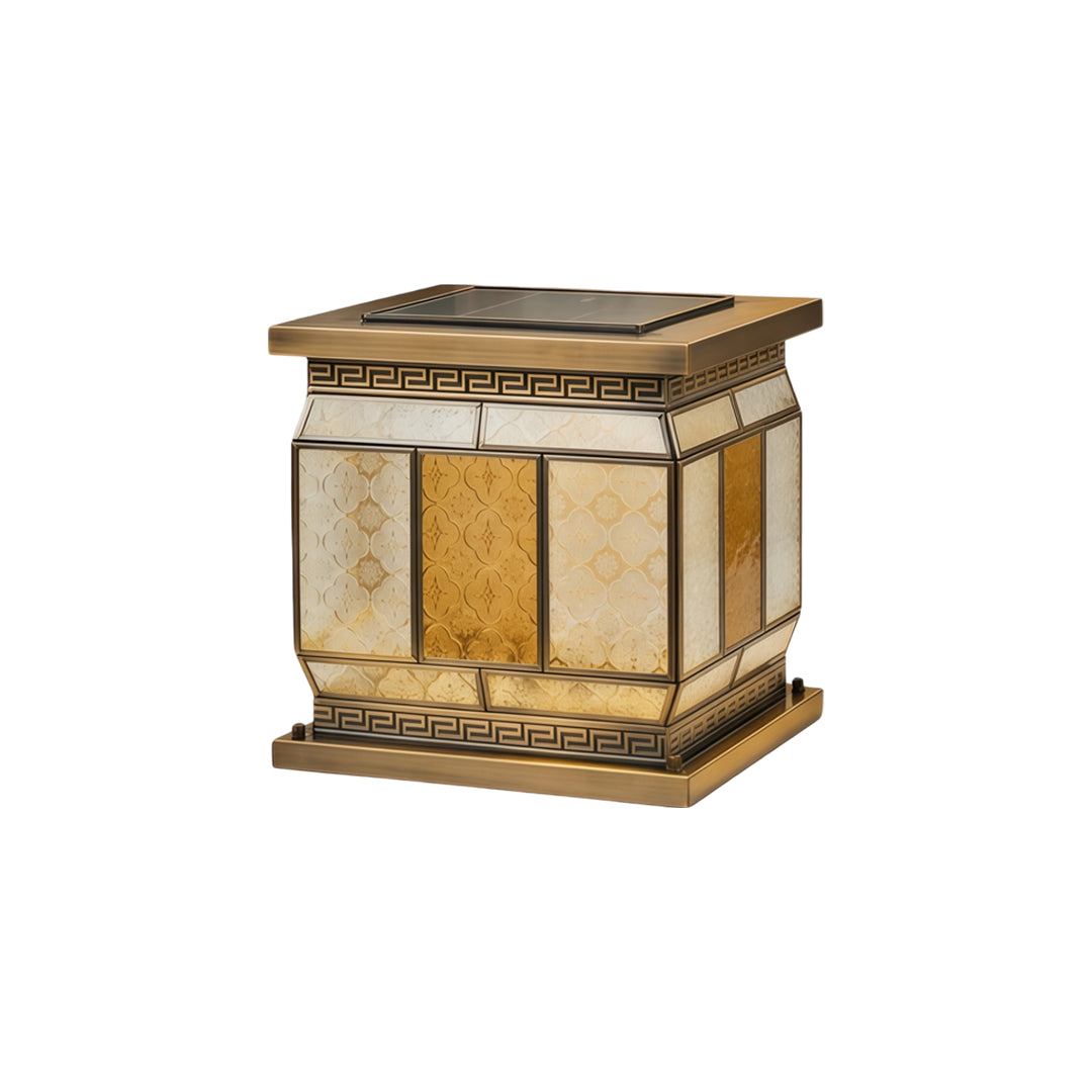 Silver wall lights solar outdoor lantern isolated on white background with decorative metallic detailing.