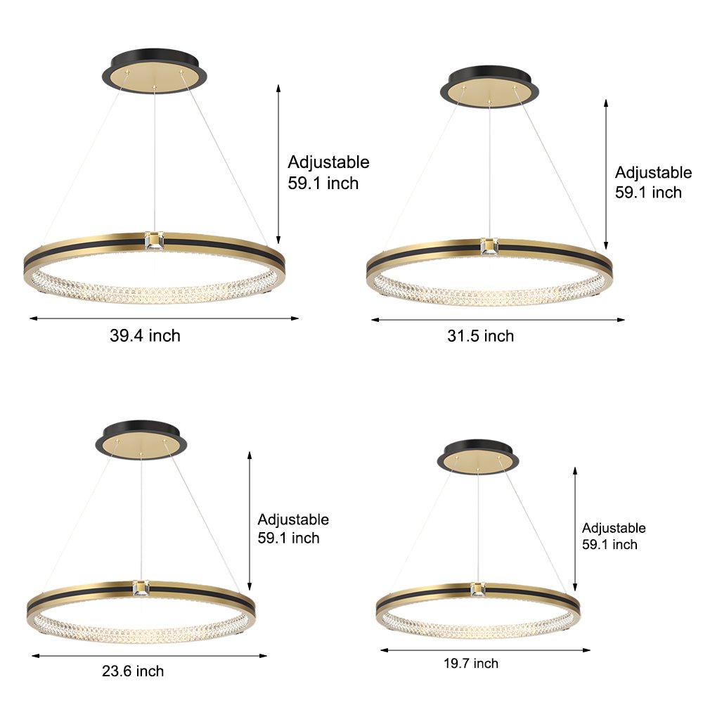 Simple Circles Rings Three Step Dimming Brushed Gold Modern Chandelier
