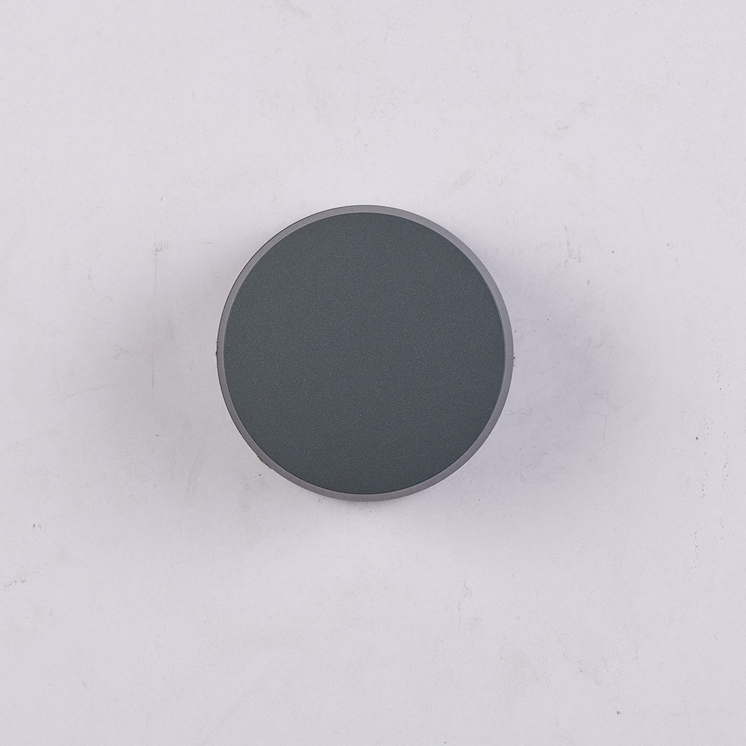 Simple circular LED path light with clean design ideal for contemporary landscape lighting applications