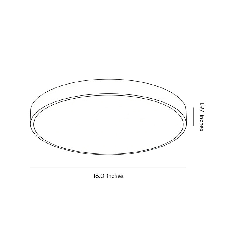 Simple flush mount ceiling light dimension drawing with size measurements.