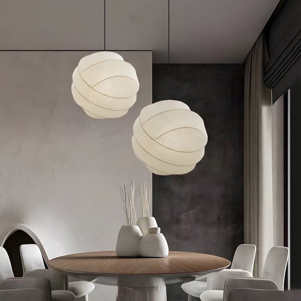 Simple Iron Silk Fabric Ball Wabi - Sabi Creative Japanese Style Chandeliers