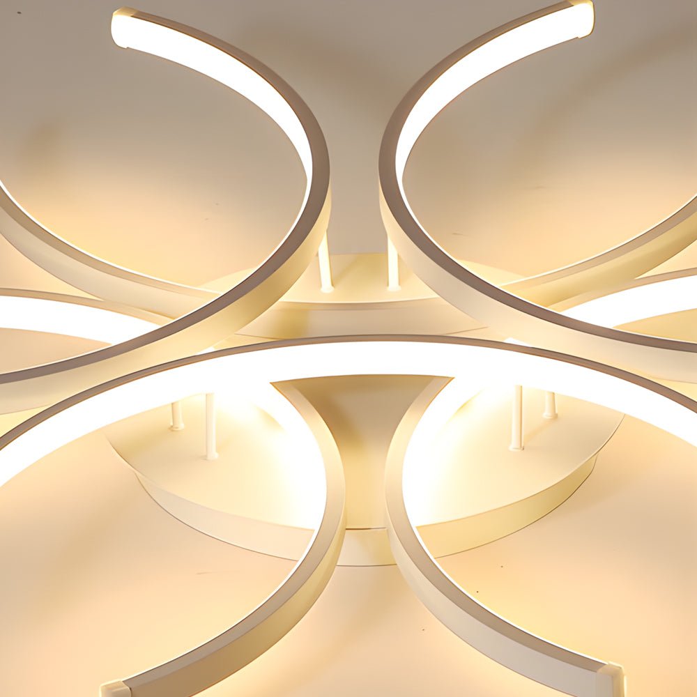 Simple Semi - Circle Lines Flower LED Dimmable Modern Ceiling Light Fixture