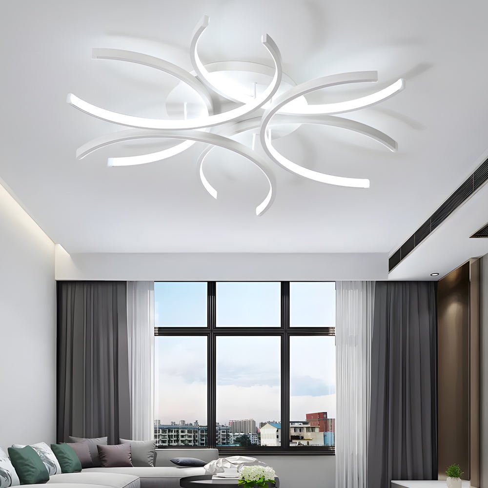 Simple Semi - Circle Lines Flower LED Dimmable Modern Ceiling Light Fixture