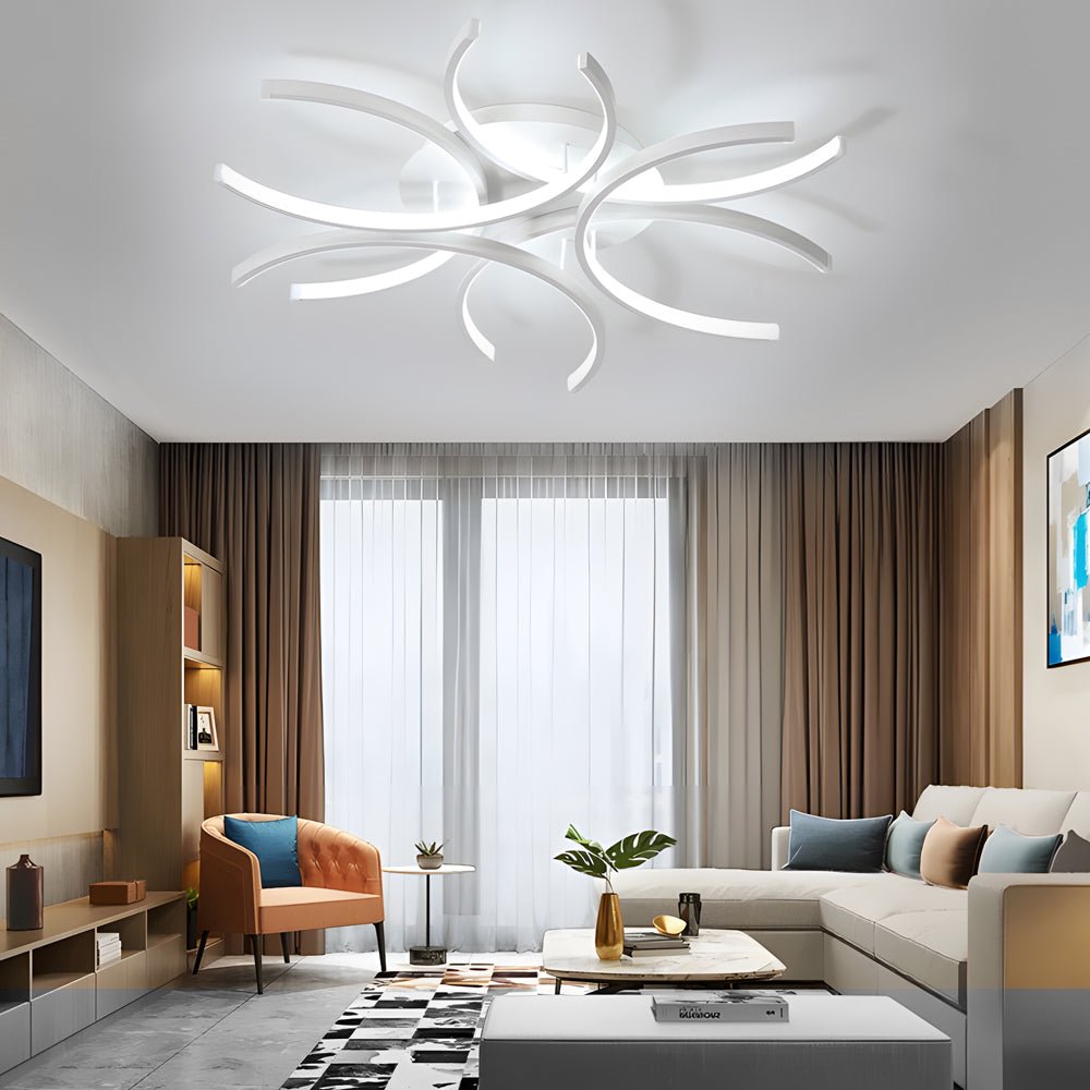 Simple Semi - Circle Lines Flower LED Dimmable Modern Ceiling Light Fixture
