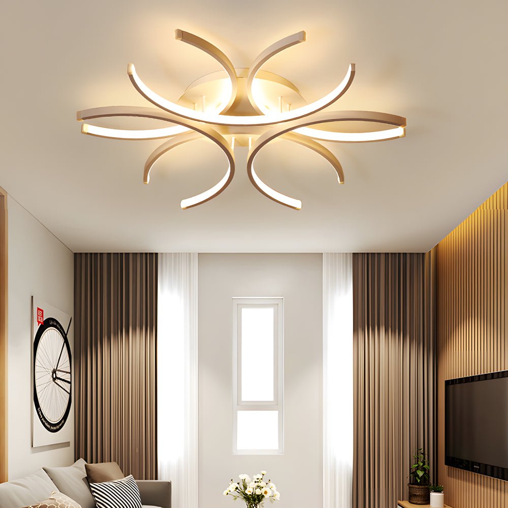 Simple Semi - Circle Lines Flower LED Dimmable Modern Ceiling Light Fixture