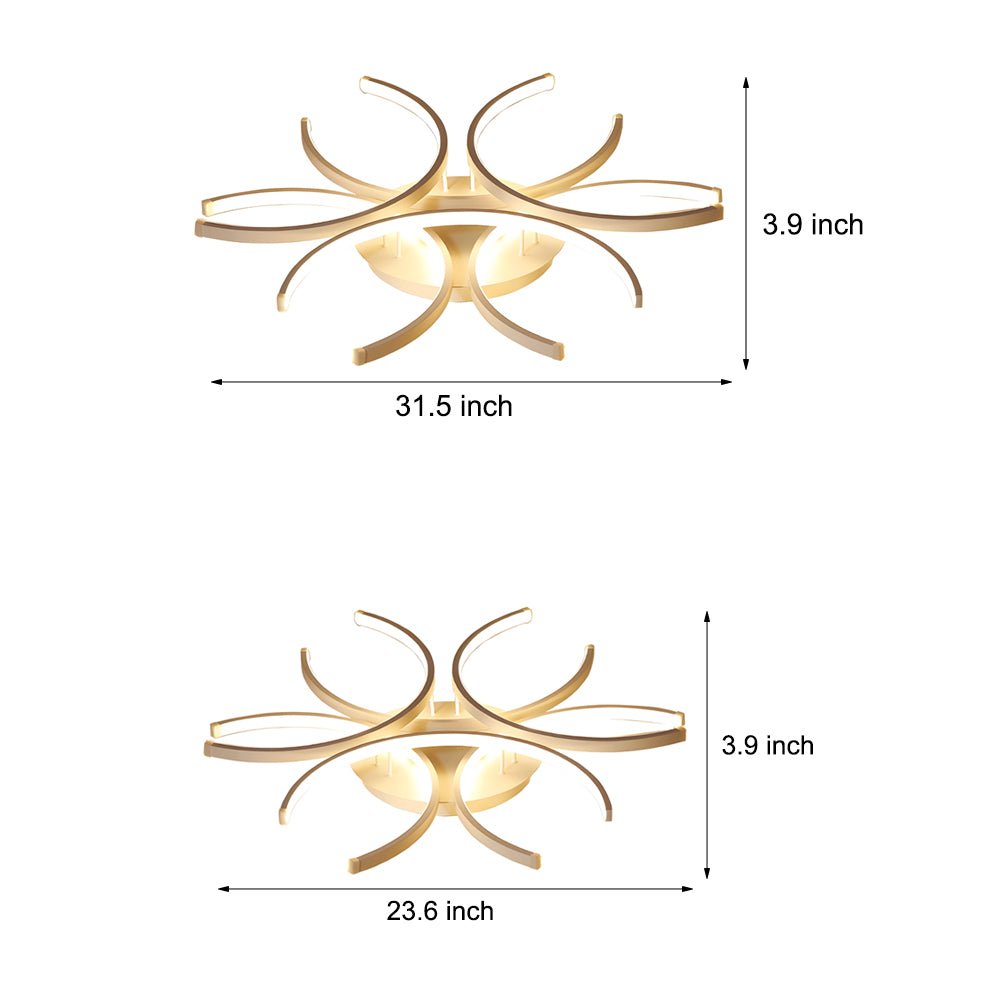 Simple Semi - Circle Lines Flower LED Dimmable Modern Ceiling Light Fixture