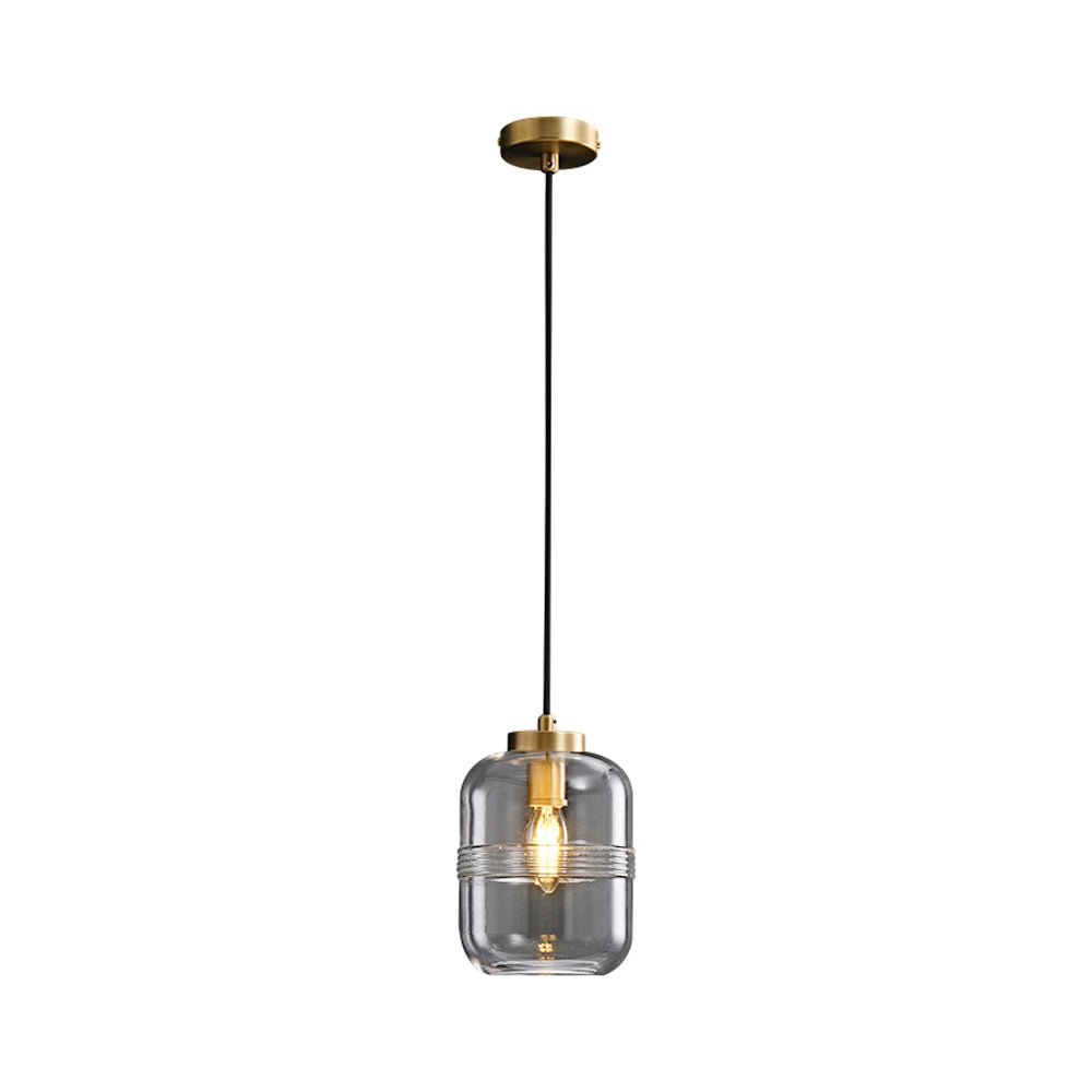Simple Semi - Threaded Glass Three Step Dimming Copper Modern Pendant Lights