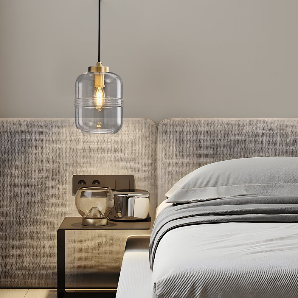 Simple Semi - Threaded Glass Three Step Dimming Copper Modern Pendant Lights