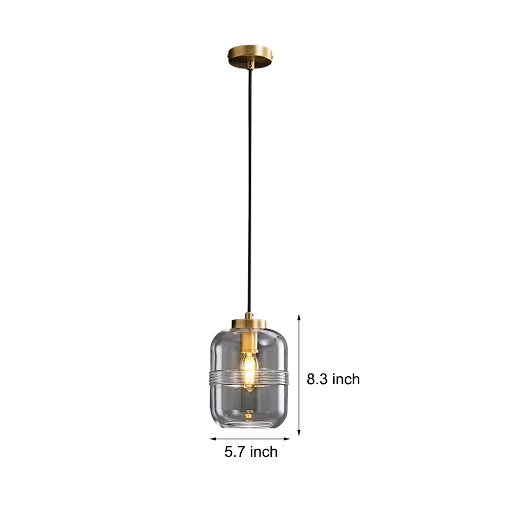 Simple Semi - Threaded Glass Three Step Dimming Copper Modern Pendant Lights